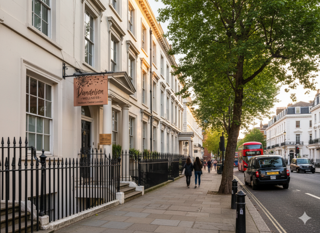 Dandelion Wellness Centre exterior on Great Ormond Street in Holborn, Central London